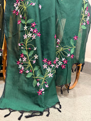 Madhumalati Saree - Bottle Green