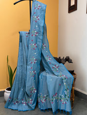 Madhumalati Saree - Light Sky Blue