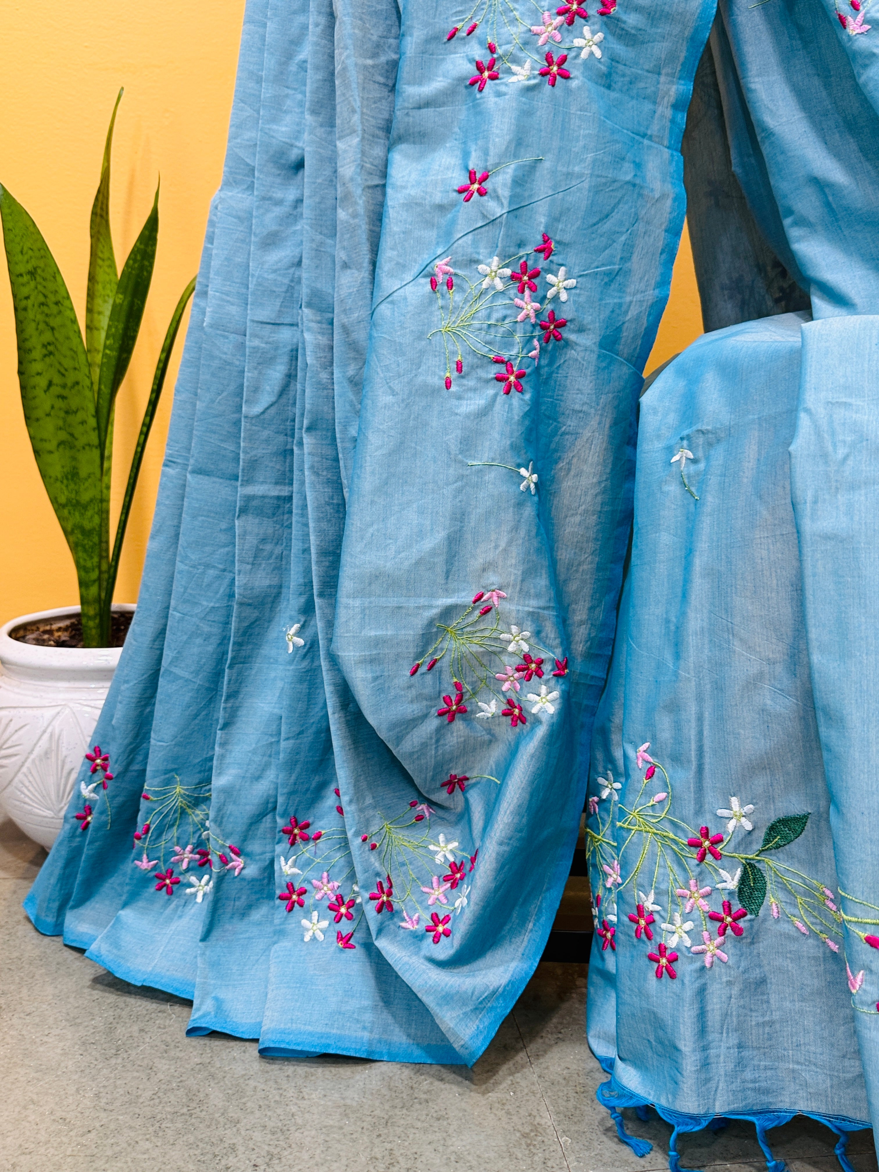 Madhumalati Saree - Light Sky Blue