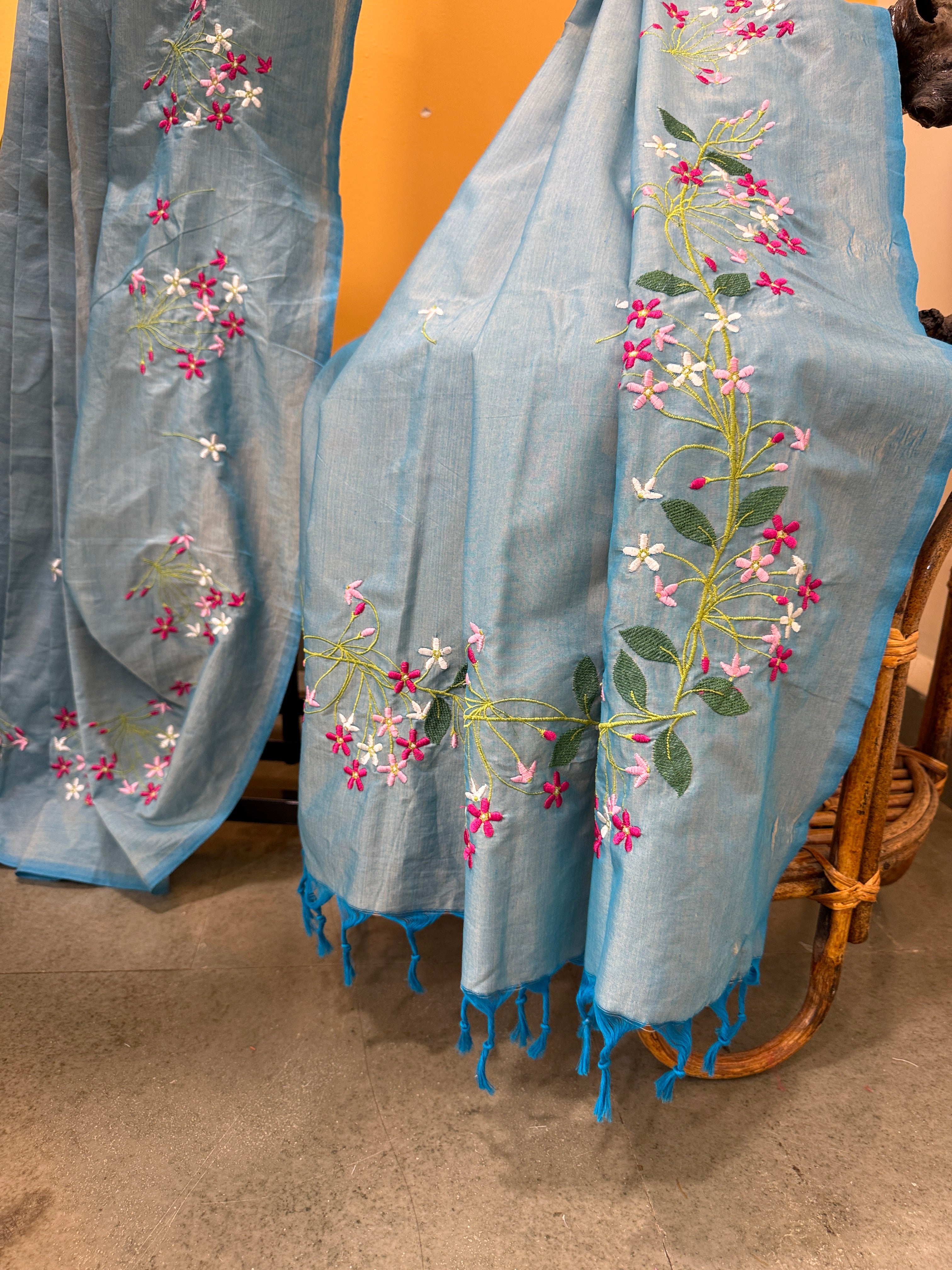 Madhumalati Saree - Light Sky Blue
