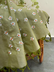 Parijaat Saree - Light Olive