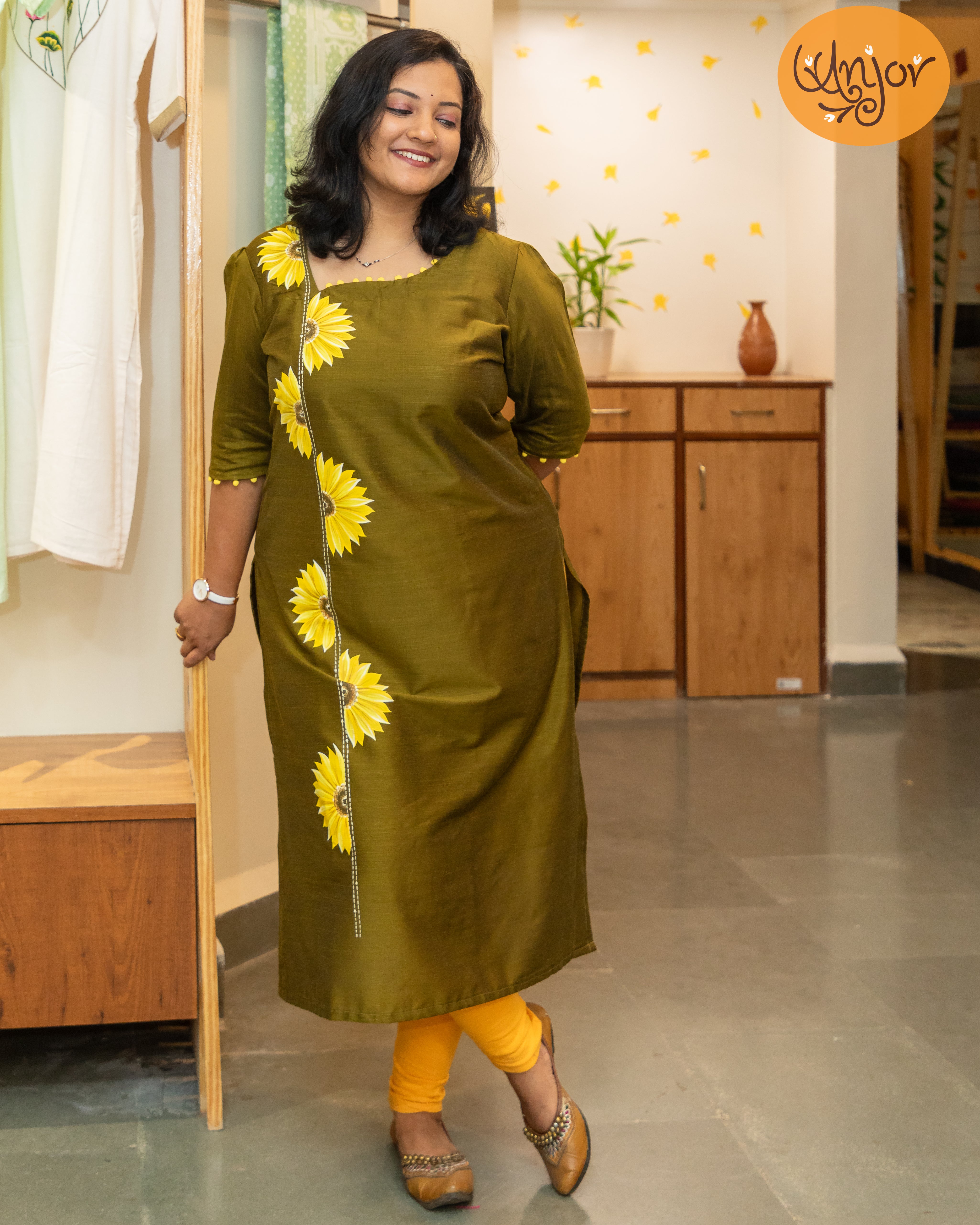 Long - Design Sunflower Kurti Material