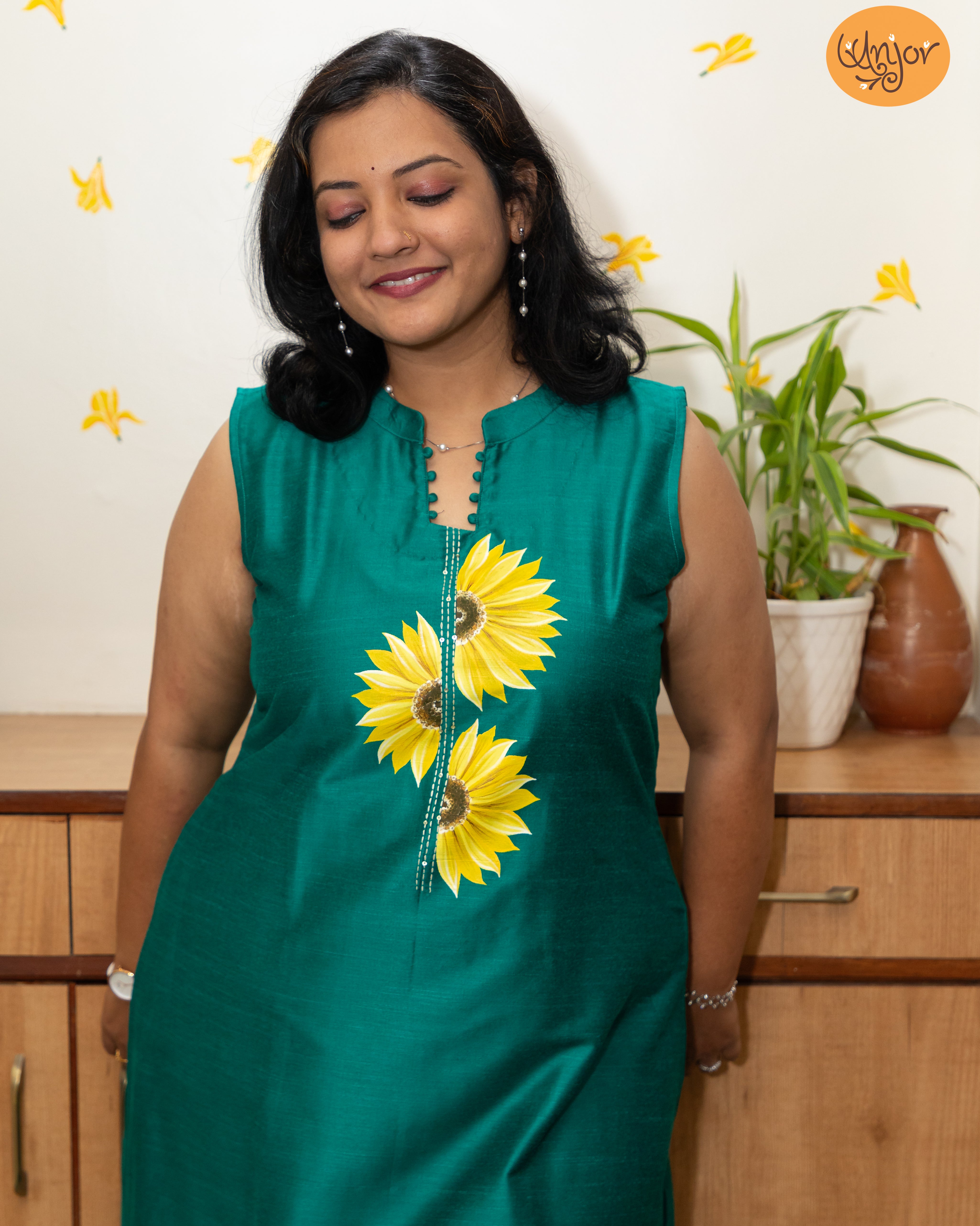 Short-Design Sunflower Kurti Material