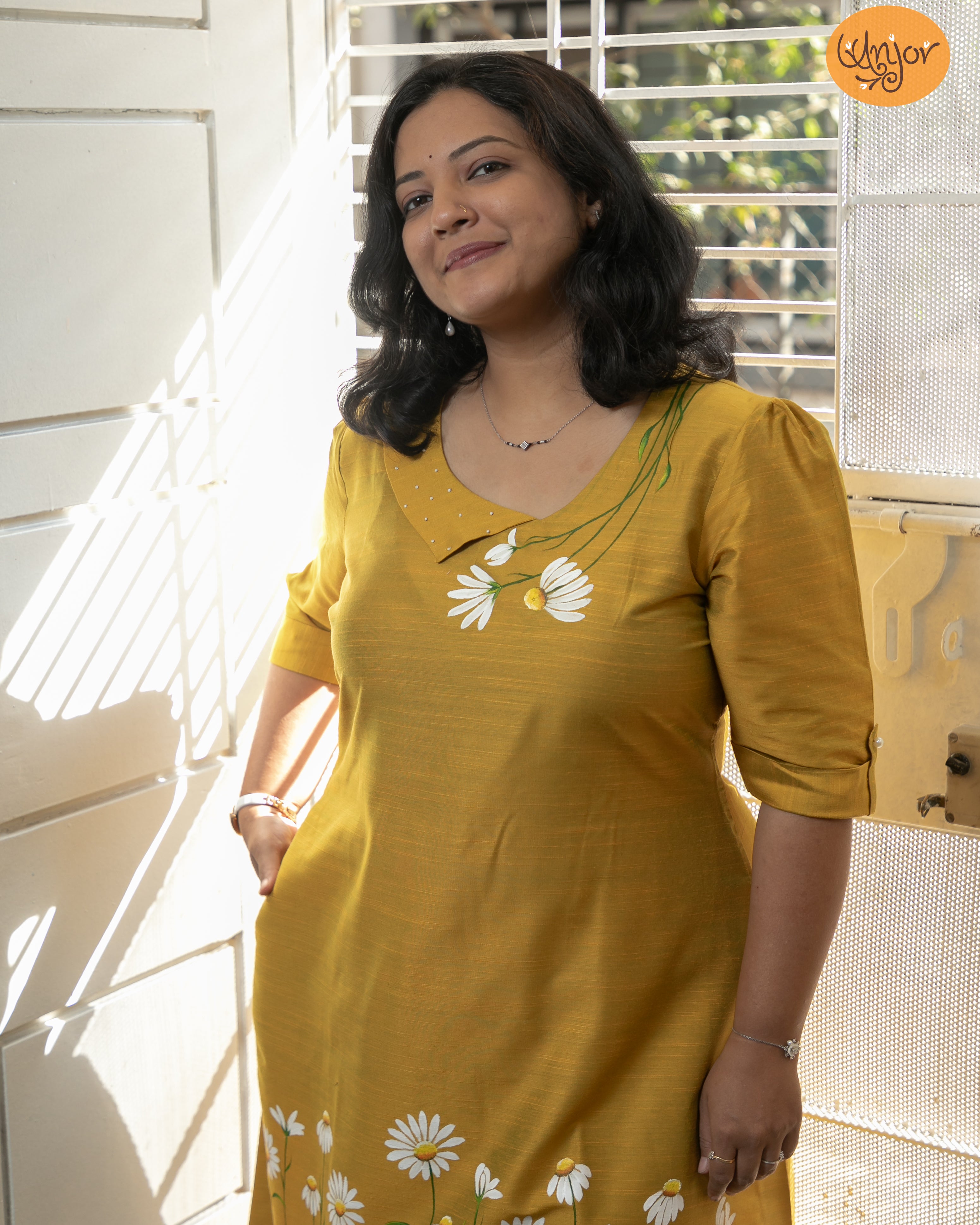 Big-Daisy Kurti Material