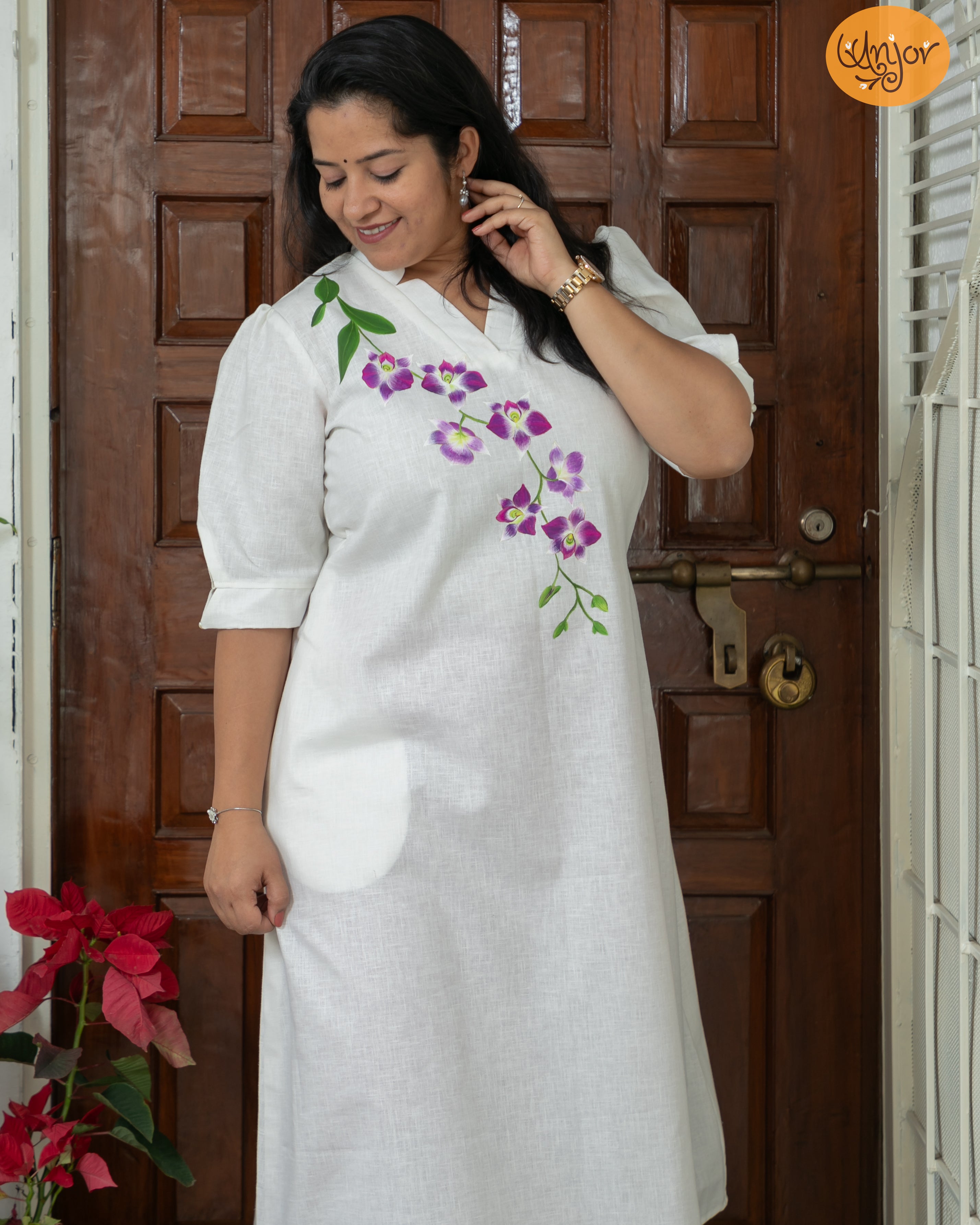 Orchids Kurti Material