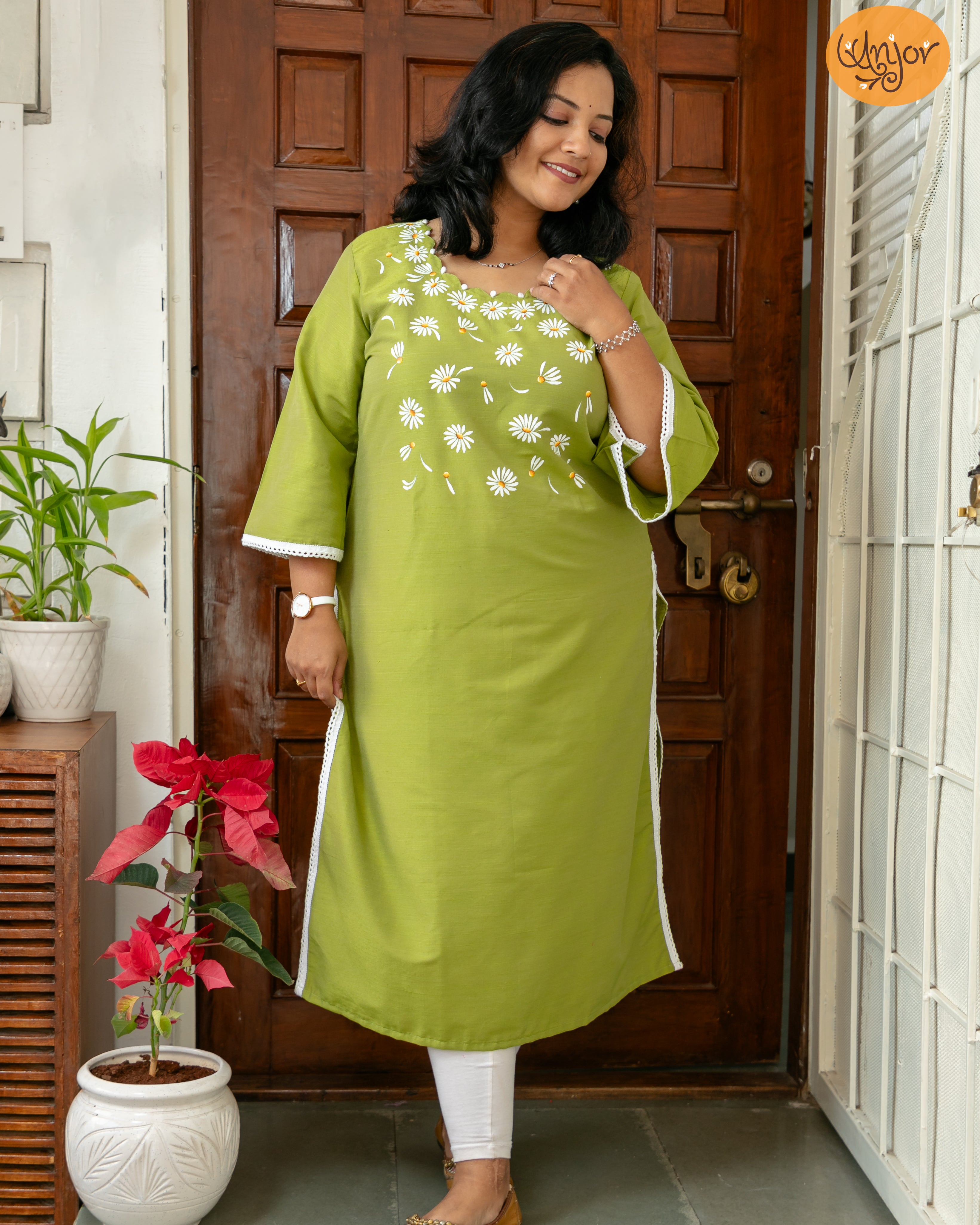 Small-Daisy Kurti Material