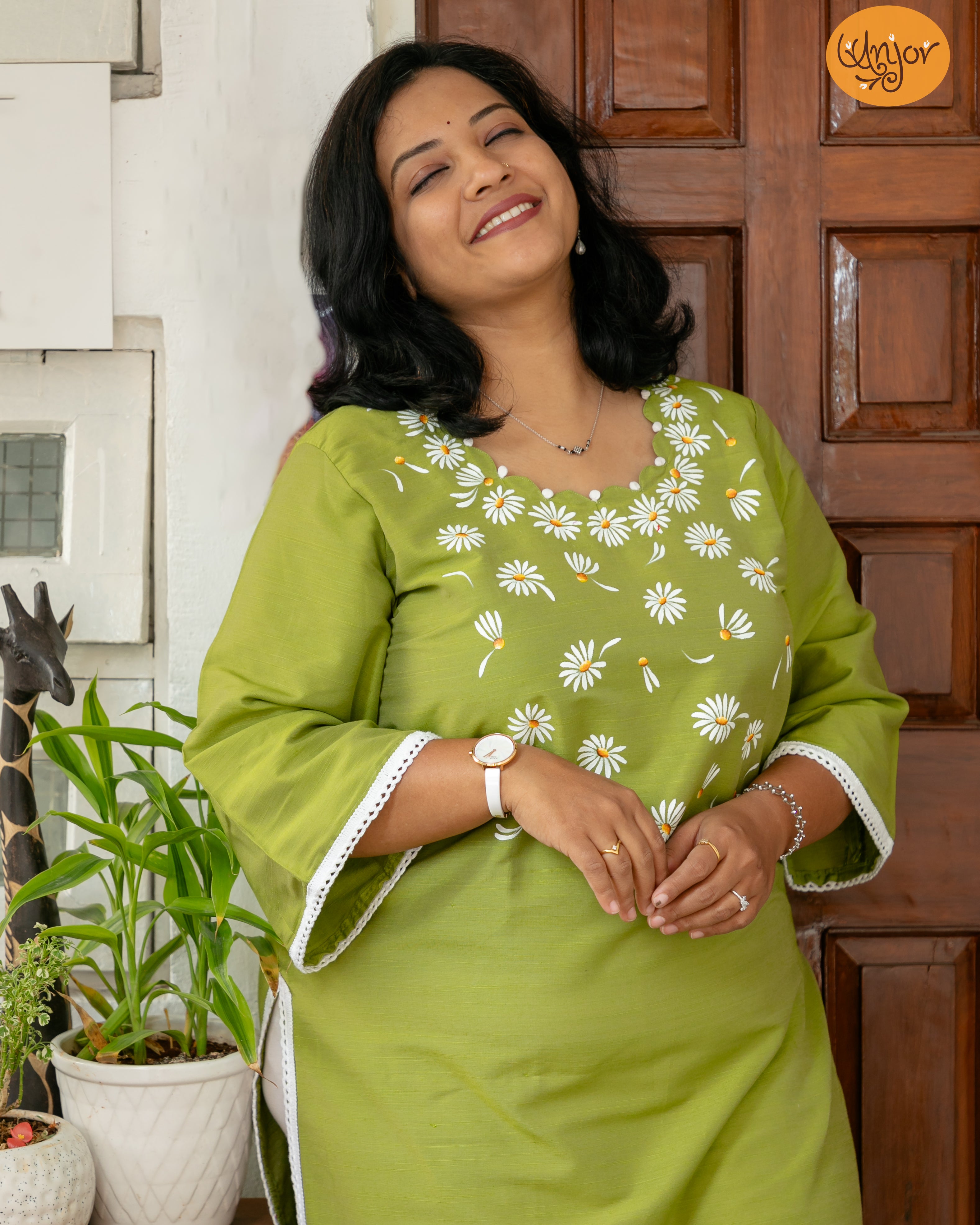 Small-Daisy Kurti Material